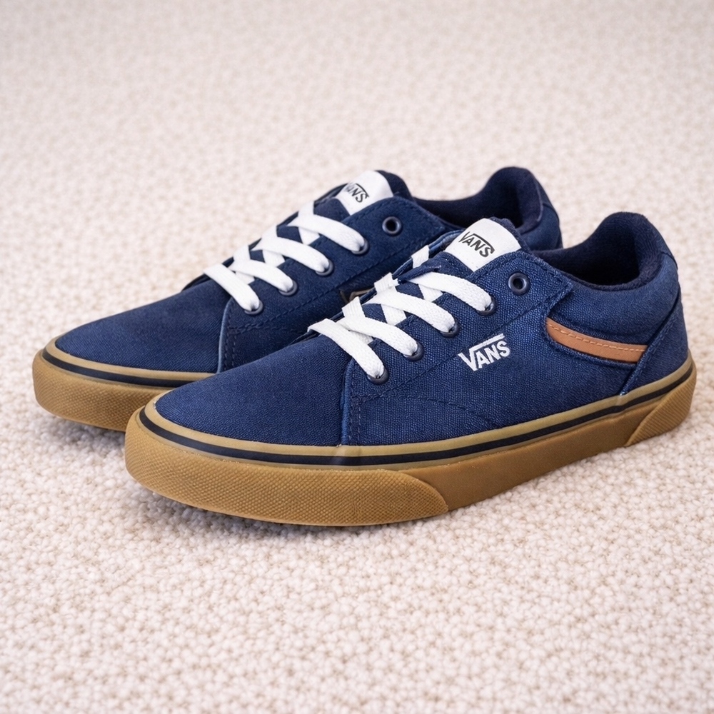 Vans Navy Blue and Gum Kids Sneakers